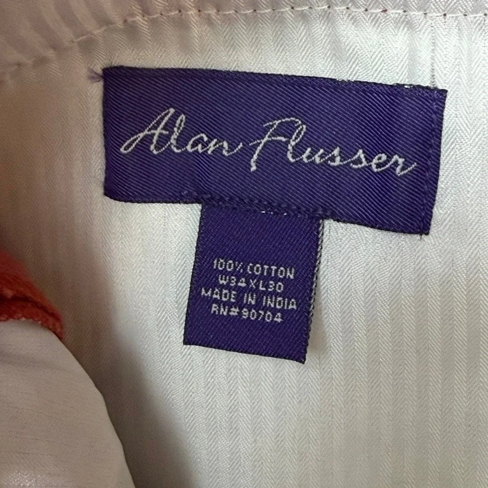 Alan Flusser Pants Mens 34x29 Red Corduroy Pleated Savana Straight NWT Vintage